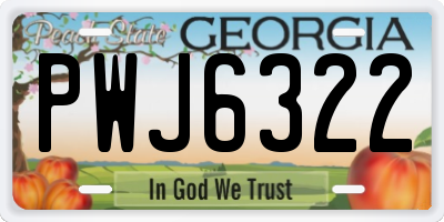 GA license plate PWJ6322