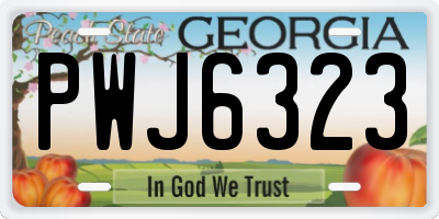 GA license plate PWJ6323