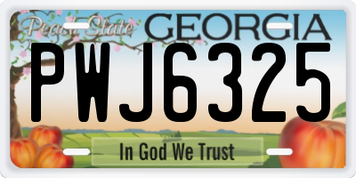 GA license plate PWJ6325
