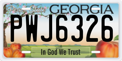 GA license plate PWJ6326