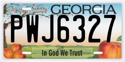 GA license plate PWJ6327