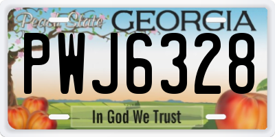 GA license plate PWJ6328