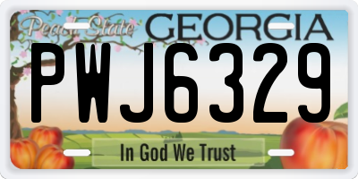 GA license plate PWJ6329