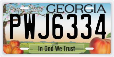 GA license plate PWJ6334