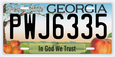 GA license plate PWJ6335