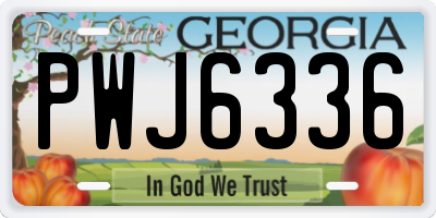 GA license plate PWJ6336