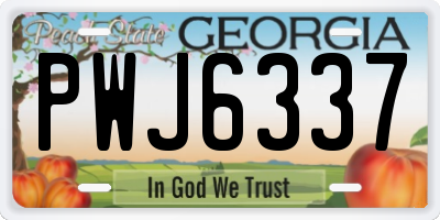 GA license plate PWJ6337