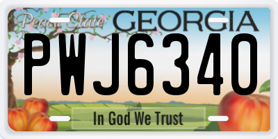 GA license plate PWJ6340