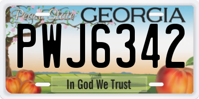 GA license plate PWJ6342