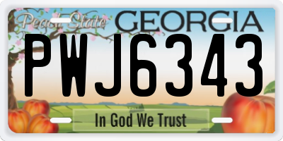 GA license plate PWJ6343