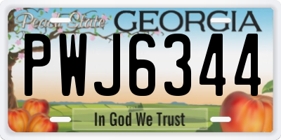 GA license plate PWJ6344