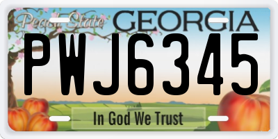 GA license plate PWJ6345