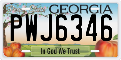 GA license plate PWJ6346