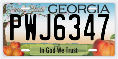 GA license plate PWJ6347