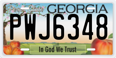 GA license plate PWJ6348