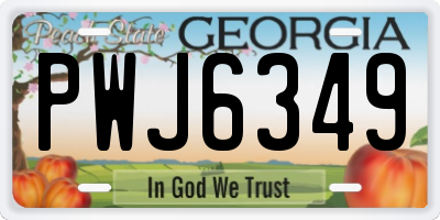 GA license plate PWJ6349