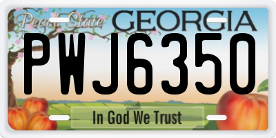 GA license plate PWJ6350