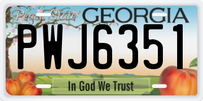 GA license plate PWJ6351
