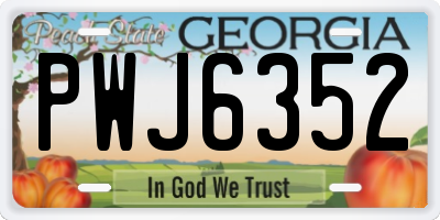 GA license plate PWJ6352