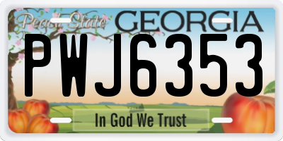 GA license plate PWJ6353