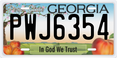 GA license plate PWJ6354