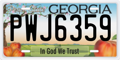 GA license plate PWJ6359