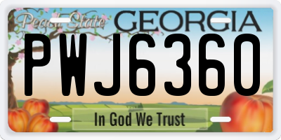 GA license plate PWJ6360