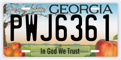 GA license plate PWJ6361