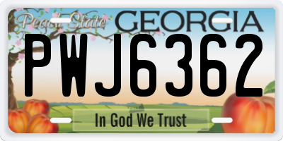 GA license plate PWJ6362