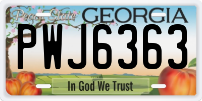 GA license plate PWJ6363