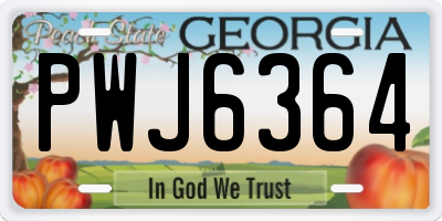 GA license plate PWJ6364