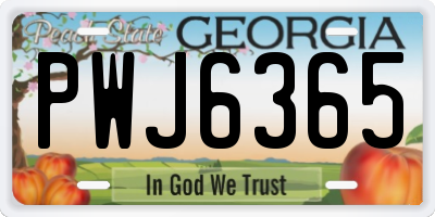 GA license plate PWJ6365