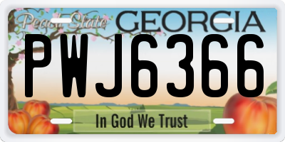 GA license plate PWJ6366