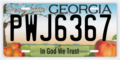 GA license plate PWJ6367