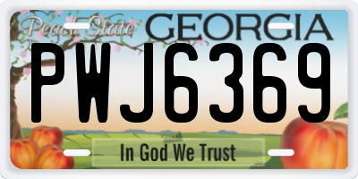 GA license plate PWJ6369