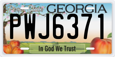 GA license plate PWJ6371