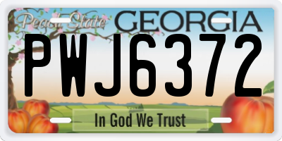 GA license plate PWJ6372
