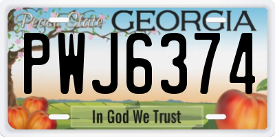 GA license plate PWJ6374