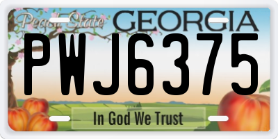 GA license plate PWJ6375