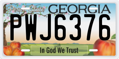 GA license plate PWJ6376