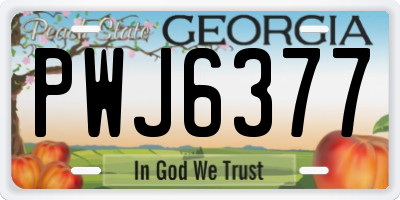 GA license plate PWJ6377
