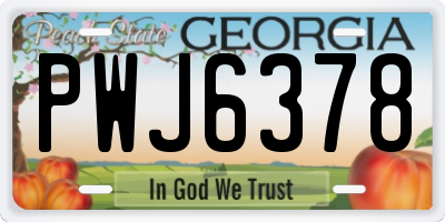 GA license plate PWJ6378