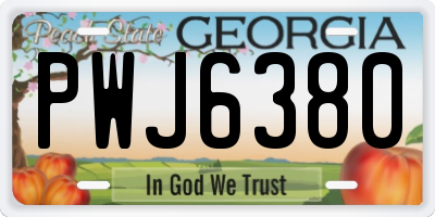 GA license plate PWJ6380