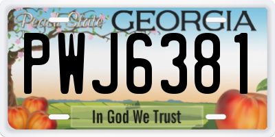 GA license plate PWJ6381