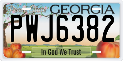 GA license plate PWJ6382