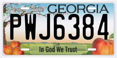 GA license plate PWJ6384