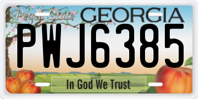 GA license plate PWJ6385