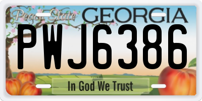 GA license plate PWJ6386