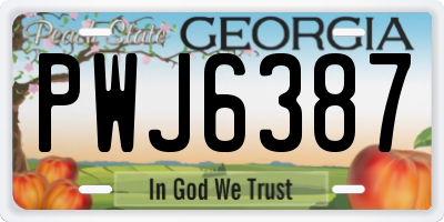 GA license plate PWJ6387