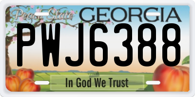 GA license plate PWJ6388